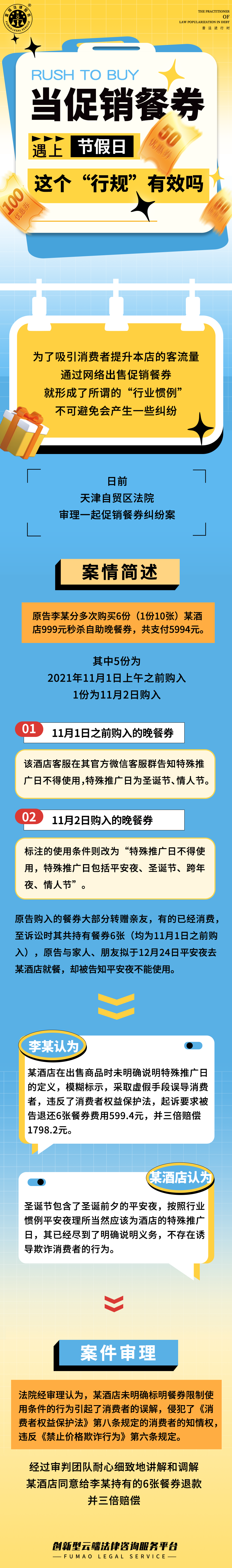 全民普法丨当促销餐卷遇上节假日，这个“行规”有效吗！